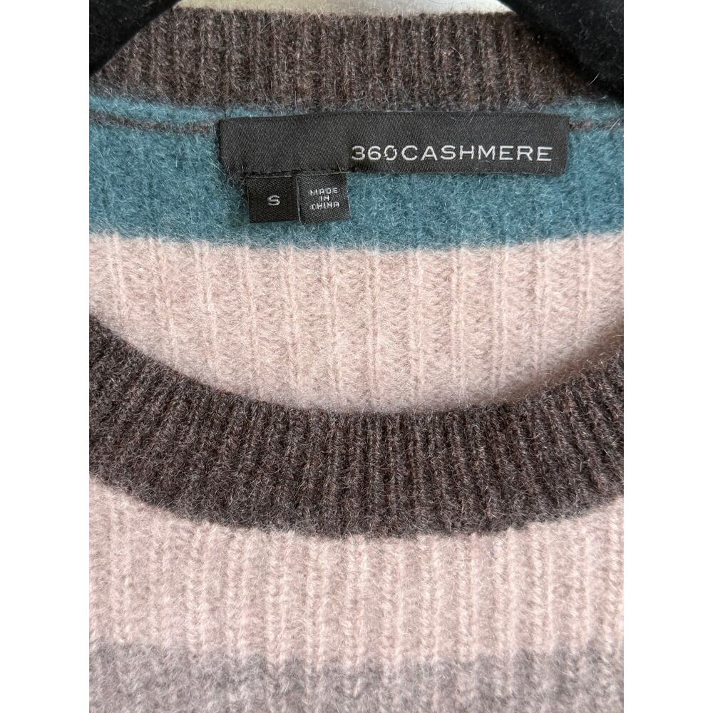360 Cashmere Striped Long Sleeve Crew Neck Knit Pullover Sweater Multi Womens S - Picture 4 of 8